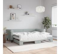 Teenpull Sofá Cama Nido con colchón Terciopelo Gris Claro 90x200 cm Estructura Resistente Soporte Duradero para Dormitorio y hogar con diseño Moderno y funcionalidad abatible y Plegable