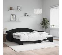Teenpull Sofá Cama Nido con colchón Terciopelo Negro 100x200 cm Estructura abatible para Dormitorio hogar con Soporte y Base de Madera y Metal Ideal para Descanso y Dormir en Espacios pequeños
