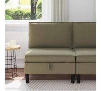 Teenpull Sofá central con espacio de almacenamiento de terciopelo caqui, sofá tapizado con espuma 70 x 70 x 82 cm interior ergonómico duradero espacio de almacenamiento ordenado