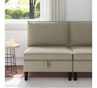 Teenpull Sofá central con espacio de almacenamiento, terciopelo en arena, 70 x 70 x 82 cm, muebles tapizados para sala de estar, ergonómico, duradero, fácil de limpiar, interior