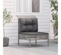Teenpull Sofá Central de jardín con cojín Gris de ratán sintético Resistente, Estructura de Acero para Mueble Exterior Modular, Ideal para terraza, Patio y Zona de Ocio al Aire Libre