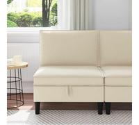Teenpull Sofá central de terciopelo crema con espacio de almacenamiento para salón, muebles tapizados con asiento de espuma, marco de madera contrachapada y 70 x 70 x 82 cm, sofá compacto con patas