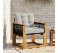 Teenpull Sofá central para exteriores de madera maciza de acacia natural, sofá de jardín con acolchado exterior resistente a la intemperie, módulo Lounge, parte central, cojín, reposabrazos, terraza