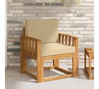 Teenpull Sofá de exterior de madera de acacia maciza, módulo Lounge con cojín de poliéster resistente a la intemperie, sofá de jardín para terraza, balcón, jardín de invierno y exterior con