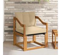 Teenpull Sofá de exterior de madera de acacia maciza natural, sofá de jardín con acabado resistente a la intemperie, módulo Lounge sección central con cojín, reposabrazos y respaldo para terraza