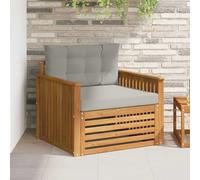 Teenpull Sofá de exterior de madera maciza de acacia con acolchado de poliéster, modular, resistente a la intemperie, parte central para terraza, balcón, patio y exterior, con reposabrazos y respaldo