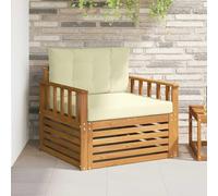 Teenpull Sofá de exterior de madera maciza de acacia con cojines de poliéster, módulo modular lounge para terraza, balcón y exterior, parte central 79 x 83 x 73 cm, resistente a la intemperie