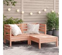Teenpull Sofá de jardín de 2 plazas con taburete de madera de abeto abeto macizo, módulo Lounge con parte central y esquina, resistente a la intemperie, para terraza, balcón, patio, exterior, 127 x