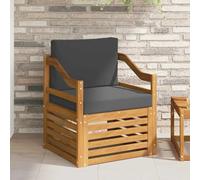 Teenpull Sofá de jardín de madera maciza de acacia con cojines de poliéster, módulo Lounge central para terraza, balcón, exterior, resistente a la intemperie, ampliable, ahorra espacio, relajación al