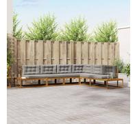Teenpull Sofá de jardín módulo Lounge con esquinero y parte central, grupo de asientos de madera maciza de acacia, resistente a la intemperie, con acolchado y cojines para terraza, balcón, jardín de