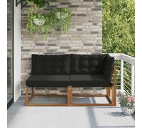 Teenpull Sofá de jardín para exteriores, módulo Lounge con esquinera y parte central, madera de acacia resistente a la intemperie, 7 piezas con cojines acolchados, grupo de asientos para terraza