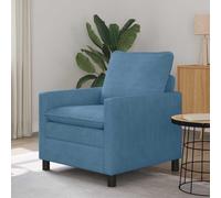 Teenpull Sofá de tela acanalada azul, 76 x 81 x 87,5 cm, marco de metal, cojines de doble capa, para interiores, salón u oficina, funda de fácil cuidado, asiento para 1, capacidad de carga 110 kg