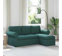Teenpull Sofá de tela verde oscuro 195 x 138 x 80 cm con marco de metal, cojín ergonómico para asiento, forma modular para salón, dormitorio y espacios urbanos, funda extraíble