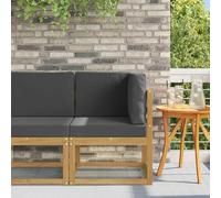 Teenpull Sofá esquinero de madera de acacia maciza, sofá de jardín blanco para módulo lounge, esquina y parte central, resistente a la intemperie, para terraza, balcón, jardín de invierno, patio