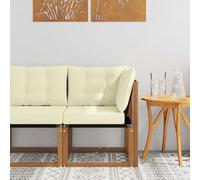 Teenpull Sofá esquinero para exteriores de madera maciza de acacia con asiento textileno, módulo lounge esquinero para terraza, balcón y exterior, resistente a la intemperie, ahorra espacio, relajarse
