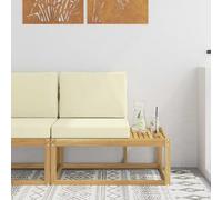Teenpull Sofá exterior blanco 91 x 63 x 73 cm madera maciza de acacia, módulo lounge, sofá de jardín, esquina, resistente a la intemperie, cojín exterior, terraza, exterior, ahorro de espacio, relax