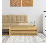 Teenpull Sofá exterior blanco de madera de acacia maciza, 115 x 83 x 73 cm, resistente a la intemperie, sofá de jardín con cojines y cojines, módulo Lounge para terraza, balcón y exterior