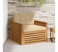 Teenpull Sofá exterior de madera de acacia maciza, parte central con cojines de poliéster, 79 x 83 x 73 cm, resistente a la intemperie, para terraza, balcón, jardín de invierno y exterior