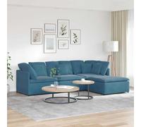 Teenpull Sofá modular con reposapiés, terciopelo azul, 300 x 200 x 64 cm, sofá de esquina y sofá central, muebles de salón, arreglo flexible, acolchado cómodo