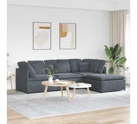 Teenpull Sofá modular con reposapiés, terciopelo gris oscuro, 300 x 200 x 64 cm, sofá de esquina y sofá central, marco de metal resistente, cómodo sofá de salón para su hogar