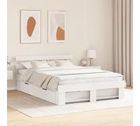 Teenpull Solid Pine Bed Frame with Drawer, 160 x 200 cm King Size, slatted Base, 31 cm Bed Height, Storage Bed for Bedroom, Durable Support, Easy Care