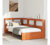 Teenpull Solid Pine Bed Frame with Shelf Headboard and Slatted Base, 218.5 x 80 x 108.5 cm, Storage, Stable Structure, Bedroom Platform Bed for Adult, Child, and Guest Rooms
