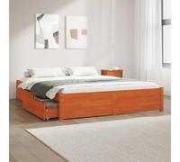 Teenpull Solid Pine Wood Bed Frame with Drawer, slatted Support, Platform Base, Storage Solution, Modern Bedroom Use, Space Saving for Adult and Guest Rooms, Natural Finish, Assembly Required