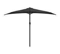 Teenpull Sombrilla semicircular para balcón, mástil de aluminio, color terracota rojo, 3 cm, protección UV, protección solar para terraza, mecanismo de manivela, Negro oscuro.