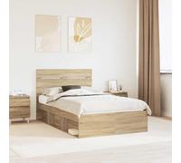 Teenpull Sonoma Bed Frame 120 x 200 cm, Solid Pine headboard, Engineered Wood Structure, slatted Base, Durable Platform for Bedroom Rest and Easy Care