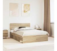 Teenpull Sonoma Bed Frame 140 x 190 cm Solid Pine Wood, Slat Base, headboard, Mattress Support, Bedroom Platform, Sturdy Structure for Adult and Guest Sleep, Easy Care, 200 kg Load