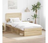 Teenpull Sonoma Bed Frame in Solid Pine Wood, Single 90 x 190 cm, slatted Base, headboard Included, Sturdy Mattress Support for Bedroom, Modern Platform Design, Easy Assembly for One Sleeper