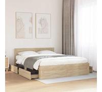 Teenpull Sonoma Bed Frame with headboard, Engineered Wood Structure, 2-Piece Set, 153 x 203 cm Mattress fit, Storage Drawer, Modern Bedroom Platform for Home and Guest Use