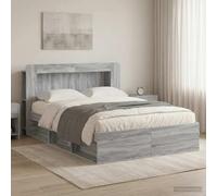 Teenpull Sonoma Gray Bed Frame with Storage, 140 x 200 cm, Wood Construction, Fixed slats, cabecero, Base lecho, cajones, Support for Adult Bedroom, Indoor Use, Space Saving Design for Organized Rest