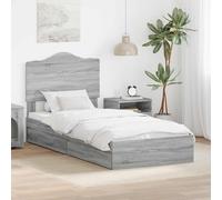 Teenpull Sonoma Gray Bed Frame with Storage Drawer, Single 70 x 190 cm, Wooden Structure, headboard, Bedroom Base, Space Saving Design, Easy Assembly, Indoor Use