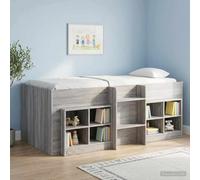 Teenpull Sonoma Gray Kids Loft Bed Frame 90 x 200 cm Wood Structure, Elevated Design with Integrated Ladder, Under Bed Storage, Interior Use for Bedroom and Space Saving Comfort