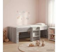 Teenpull Sonoma Gray Kids Loft Bed Frame, Wood Structure, 203 x 100 x 68.5 cm, 80 x 200 cm Mattress Fit, Underbed Storage, Indoor Use, Space Saving Dorm Room Design