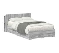 Teenpull Sonoma Gray Storage Bed Frame, 120 x 190 cm Mattress Size, Wooden Structure with headboard, Built in Shelves and Drawers, for Bedroom Use and Space Saving Home Organization