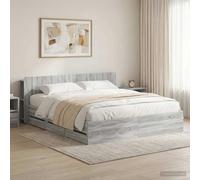Teenpull Sonoma Gray Storage Bed Frame 180 x 200 cm, Wood Engineered Platform Bed with Integrated Drawers, headboard, Sturdy Slat Support for Bedroom, Indoor Use, Space Saving