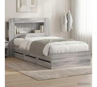 Teenpull Sonoma Gray Storage Bed Frame 90 x 200 cm with Integrated Drawers, Engineered Wood Platform Base and headboard, Modern Bedroom Bed for Space Saving, 140 kg Support, Indoor Use