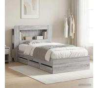 Teenpull Sonoma Gray Storage Bed Frame with Built in Drawers, 80 x 200 cm Mattress Size, Engineered Wood Structure, Modern Bedroom Base for One Person, Space Saving Support and Organized Rest