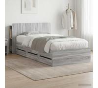 Teenpull Sonoma Gray Storage Bed Frame with Drawers, 90 x 190 cm, Engineered Wood, Contemporary headboard, slatted Support, Space Saving Design for Bedroom Organization and Daily Rest