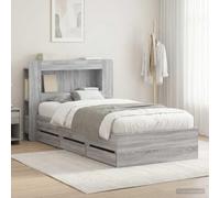 Teenpull Sonoma Gray Storage Bed Frame with Drawers, 90 x 190 cm upholstered Style, slatted Base, headboard, Space Saving Bedroom Platform, Durable Engineered Wood for Indoor Rest