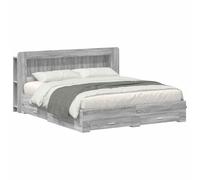 Teenpull Sonoma Gray Storage Bed Frame with headboard, 200 x 200 cm Mattress Size, Wooden Structure, Integrated Shelving and Drawers, Modern Bedroom Platform for Home Use