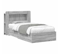 Teenpull Sonoma Gray Storage Bed Frame with Headboard, 75 x 190 cm Mattress Compatible, Solid Wood Engineered Structure, Bedroom Platform Base, Space Saving Storage for Daily Rest