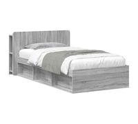 Teenpull Sonoma Gray Storage Bed Frame with headboard, 80 x 200 cm Mattress Support, Wood Construction, Drawers, Platform Design, Bedroom Space Saving for Indoor Use, Easy Assembly