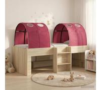 Teenpull Sonoma Oak and Red Bed Tunnel Set of 3, Engineered Wood Bed Frame, slatted Base, Raised Platform, Under Bed Storage, for Indoor Bedroom Use, 193 x 111 x 68.5 cm