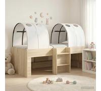 Teenpull Sonoma Oak and White Bed Frame with Tunnel, High Structure for Kids, 193 x 111 x 68.5 cm, slatted Support, Indoor Use, Storage Under Bed, Easy Assembly, for 2 Persons