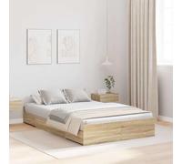 Teenpull Sonoma Oak Storage Bed Frame with headboard, 120 x 200 cm Plywood Platform, 4 Drawers, Pine Support, Space Saving Bedroom Base for Adult and Guest Use