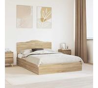 Teenpull Sonoma Oak Storage Bed Frame with headboard, 150 x 200 cm King Size, slatted Base, Engineered Wood, underbed Drawer Storage, Easy Assembly, for Bedroom Space Saving and Daily Comfort