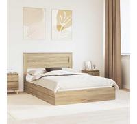 Teenpull Sonoma Oak Storage Bed Frame with headboard, 160 x 200 cm King Size, Engineered Wood, slatted Platform, Drawer Storage, Bedroom Space Saving Design for Modern Home